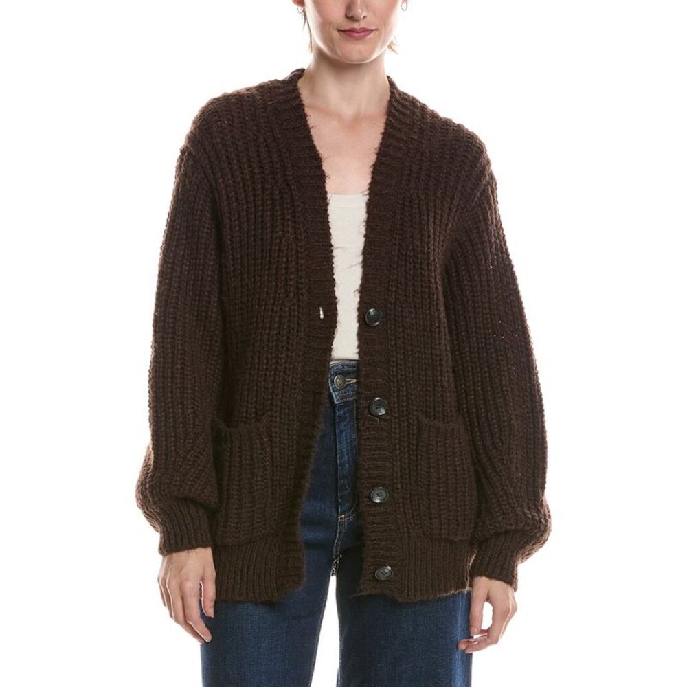 Michael Stars Womens Skye Grandpa Cardigan, Brown